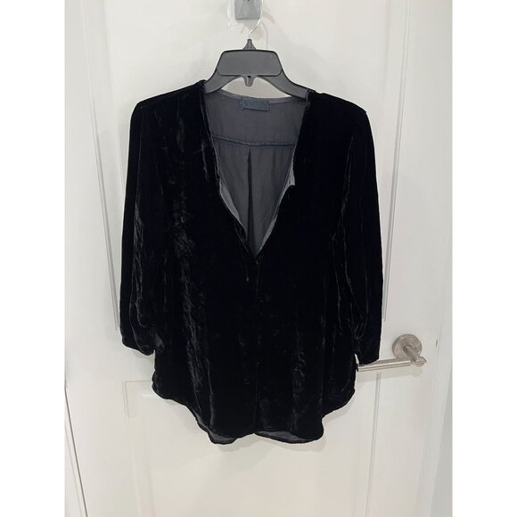 CP Shades Black Velvet Tunic Top Blouse MEDIUM Rayon Silk - Picture 1 of 7